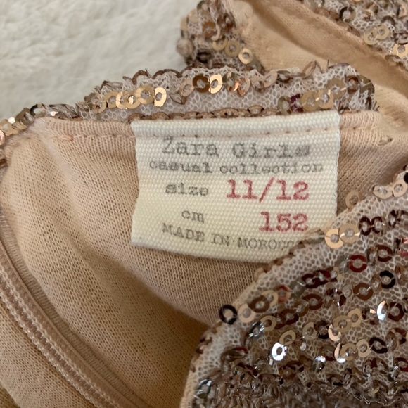 Zara Girls Casual Collection Metallic Rose Gold Sequins Size 11/12a - Picture 15 of 16